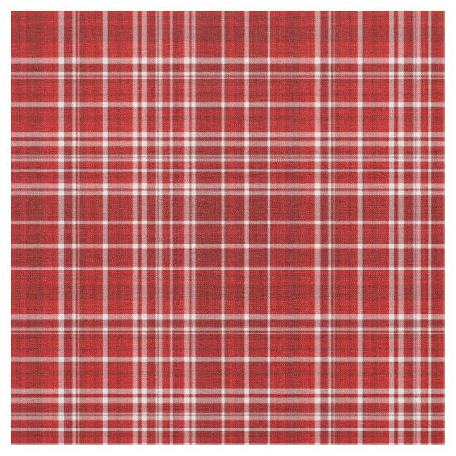 Plaid Fabric-Red and White 03 Fabric (Close Up)
