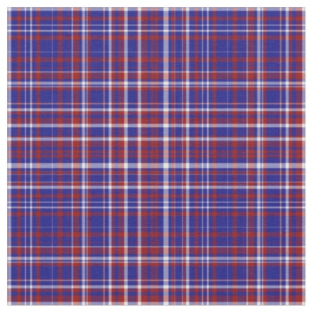 Plaid Fabric-Red White and Blue 42 Fabric (Close Up)