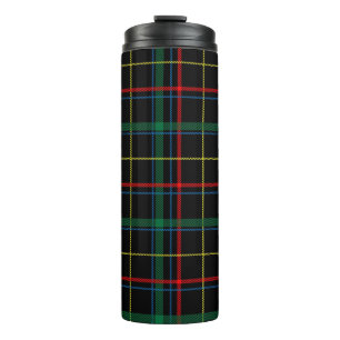 Plaid Fabric Texture Black Background-25774 Thermal Tumbler