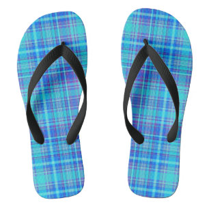 Plaid Fabric Texture Blue Stripes Pattern-43657 Jandals