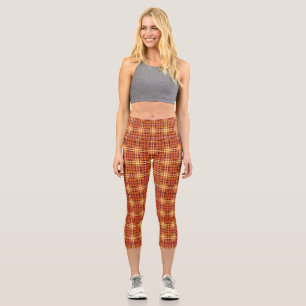 Plaid Fabric Texture Brown Stripes-52628 Capri Leggings