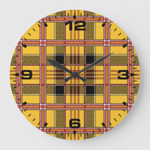 Plaid Fabric Texture Brown Stripes-52628 Large Clock