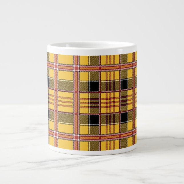 Plaid Fabric Texture Brown Stripes-52628 Large Coffee Mug (Front)