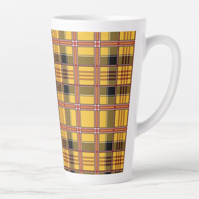 Plaid Fabric Texture Brown Stripes-52628 Latte Mug (Right)