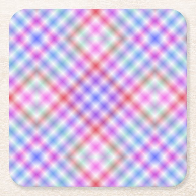 Plaid Fabric Texture Stripes Pattern-18848 Square Paper Coaster (Front)