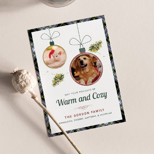 Plaid Family Christmas Pet Photos Gordon Tartan Holiday Card