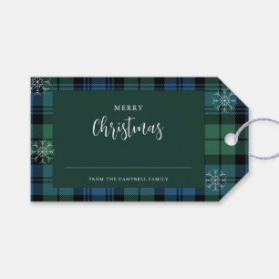 Plaid Family Green Blue Campbell Tartan Gift Tags