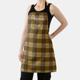 Plaid Family Name Personalised Apron