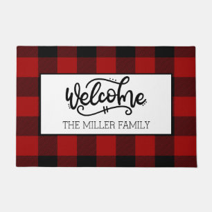Plaid Family Welcome Doormat