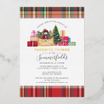 Plaid Favourite Things Christmas Party Gold<br><div class="desc">Plaid Favourite Things Christmas Holidays Party Invitation that you can easily customise for your Holidays family and friends get together. Easily repurpose this invitation for other holiday events by clicking the "Customise this" button nested under the "Personalise" link. For additional assistance, please reach out by clicking the "speech bubble" button...</div>