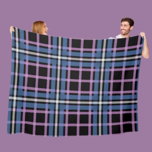 Plaid Fleece Blanket – Blue & Lavender Chequered (Creator Uploaded)