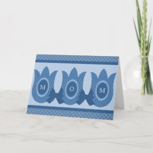 Plaid Flowers Mother's Day Card, Blue Card