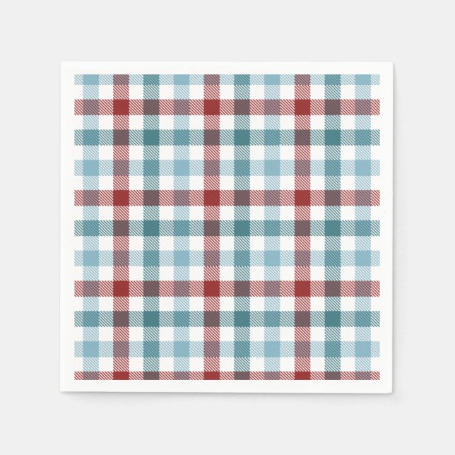 Plaid For Christmas Words Holiday Paper Napkin (Front)