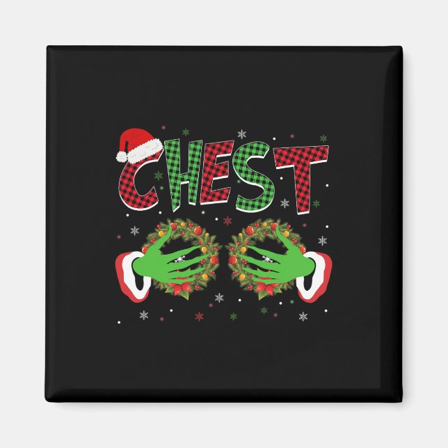 Plaid Funny Couples Christmas Pyjamas Xmas Men Wom Magnet (Front)