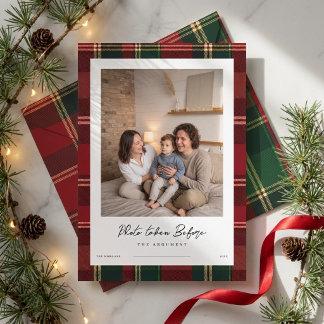 Plaid Funny Humourous Family Photo Christmas Holiday Card