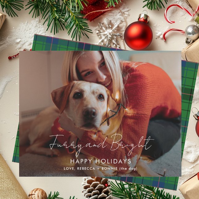 Plaid Furry and Bright Photo Tartan Christmas Holiday Card (Plaid Furry and Bright Photo Tartan Christmas Holiday Card)