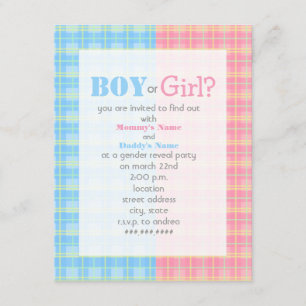 Plaid Gender Reveal Party Invitation