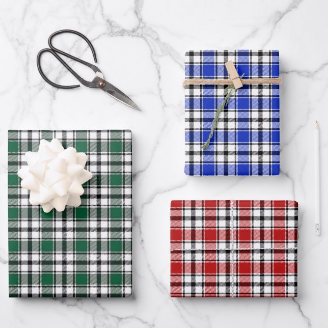 Plaid Gift Wrap in Green, Red and Blue HAMbyWG (Front)
