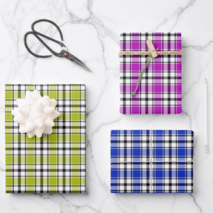 Plaid Gift Wrap in Violet, Lime and Blue HAMbyWG