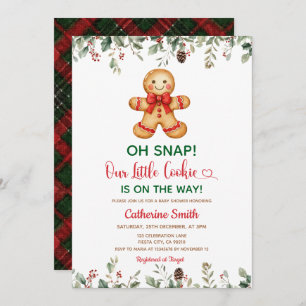 Plaid Gingerbread Classic Christmas Baby Shower Invitation