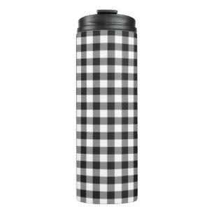 Plaid Gingham Black and White Buffalo Rustic Thermal Tumbler