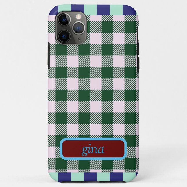 Plaid Gingham Personalised Case-Mate iPhone Case (Back)