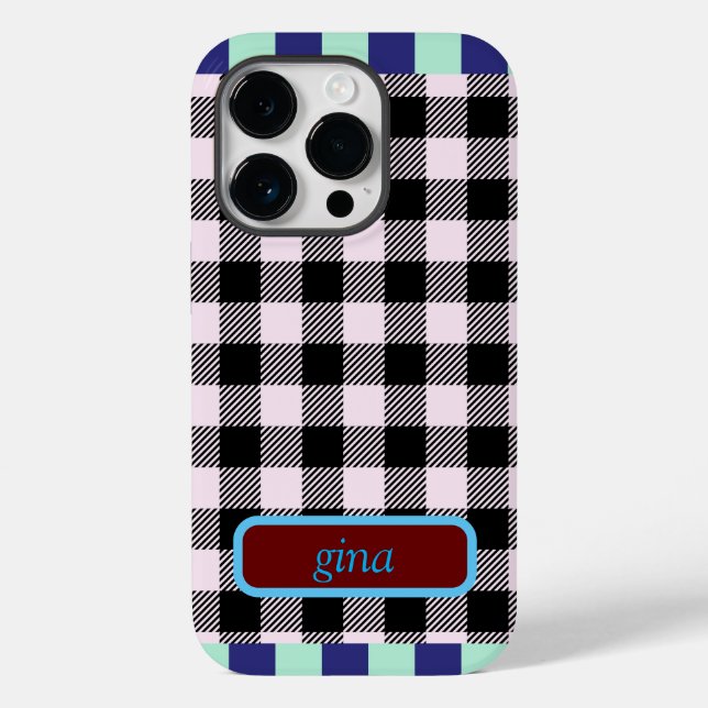 Plaid Gingham Personalised Case-Mate iPhone Case (Back)
