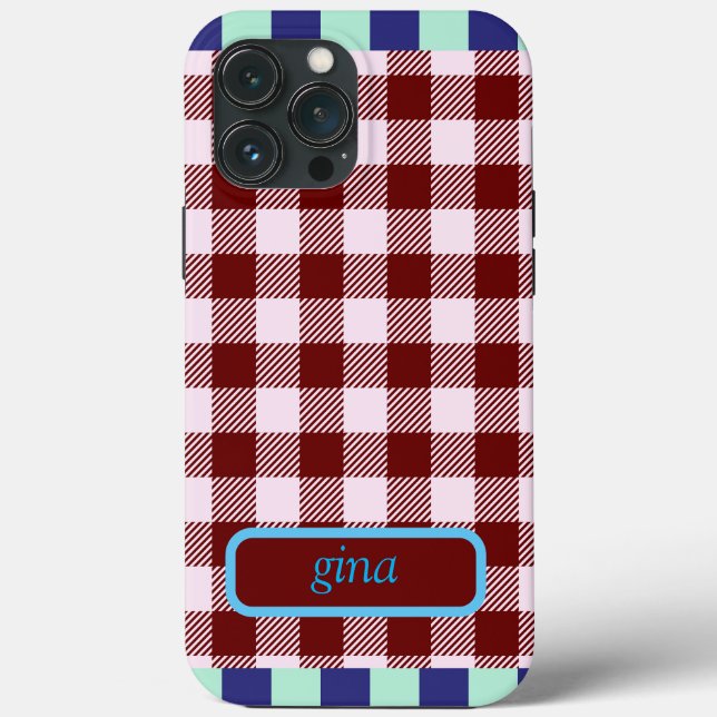 Plaid Gingham Personalised Case-Mate iPhone Case (Back)