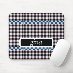 Plaid Gingham Personalised Mouse Pad