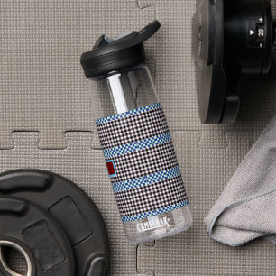 Plaid Gingham Personalised Water Bottle
