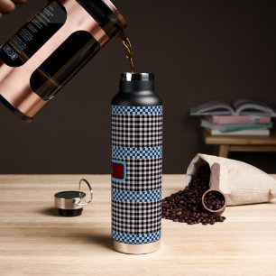 Plaid Gingham Personalised Water Bottle