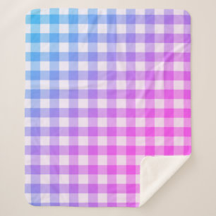 Plaid Gingham Pink Blue Modern Simple Check Sherpa Blanket