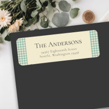 Plaid Gingham Retro Rustic Green Return Address