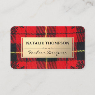 Plaid Gold Metallic Fabric Business Card