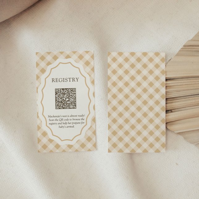 Plaid Goose Baby Shower QR Code Gift Registry Card (Gingham Goose Baby Shower gift registry wit qr code)