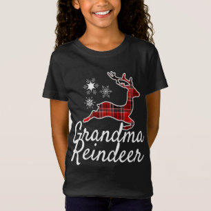 Plaid Grandma Reindeer Christmas Red Black Pyjamas T-Shirt