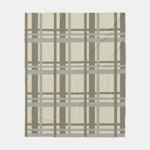 Plaid gray and cream fleece blanket