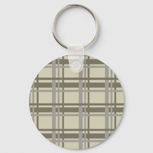 Plaid gray and cream key ring