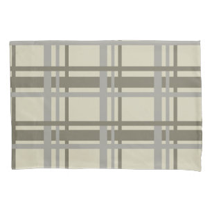 Plaid gray and cream pillowcase