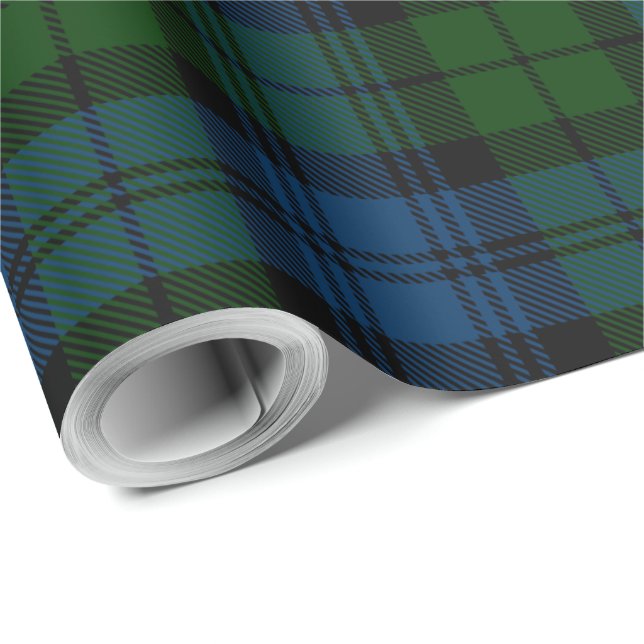 Plaid Green Chequered Campbell Military Tartan Wrapping Paper (Roll Corner)