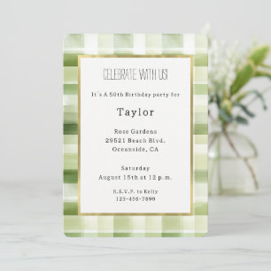 Plaid Green Stripes Birthday Invitation