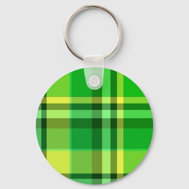 Plaid Green Yellow Key Ring (Front)