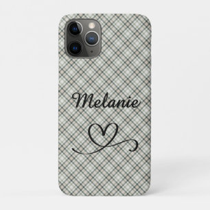 Plaid Greens and Beige Heart Case-Mate iPhone Case