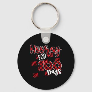 Plaid Happy 100th Day Of School Hooray For 100 Day Key Ring