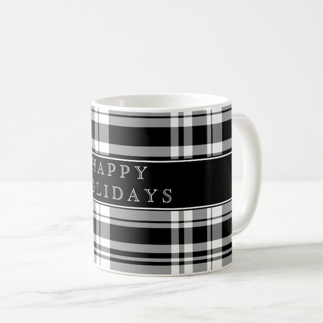 Plaid Happy Holidays Coffee Mug (Front Right)