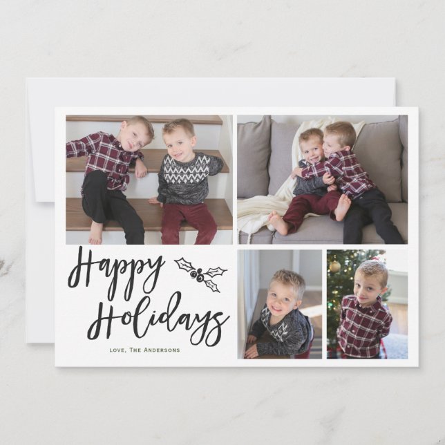 Plaid Happy Holidays photo card (Front)