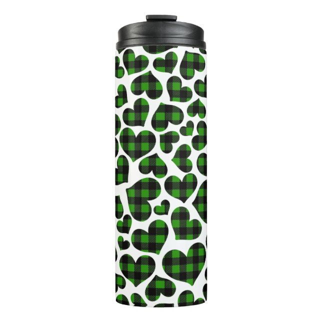 Plaid Hearts Thermal Tumbler (Front)