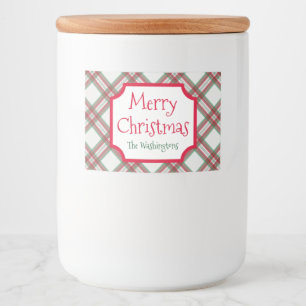 Plaid Holiday Christmas Jar Food Stickers Labels