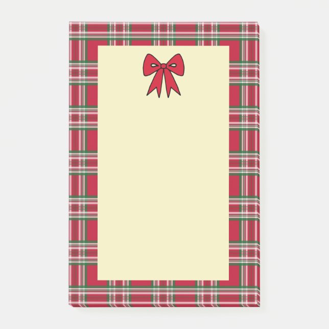 Plaid Holiday Christmas Letter Stationery Paper Post-it Notes (Front)