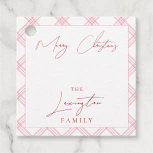 Plaid Holiday Gift Tags - Hot Pink & Red